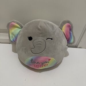 Squishmallows Mila The Elephant 8” Plush Rainbow Belly Winking Love You Tons